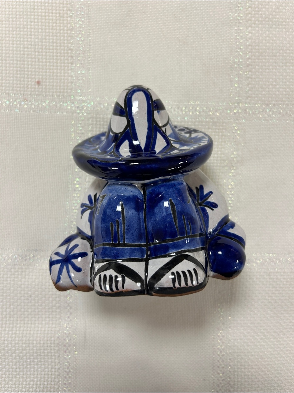 Handcrafted cobalt blue and white Talavera ceramic sleeping/siesta man image 2